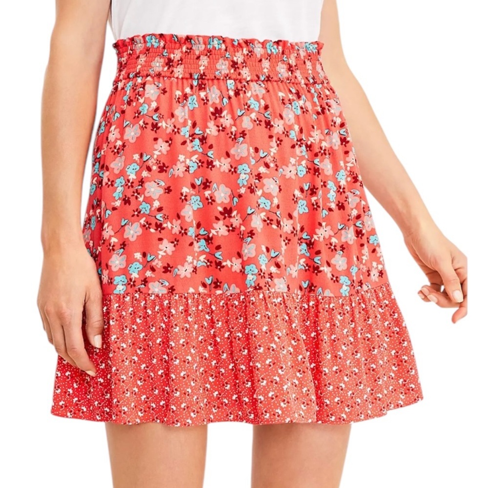 LOFT Pull-on Floral Tiered Skirt